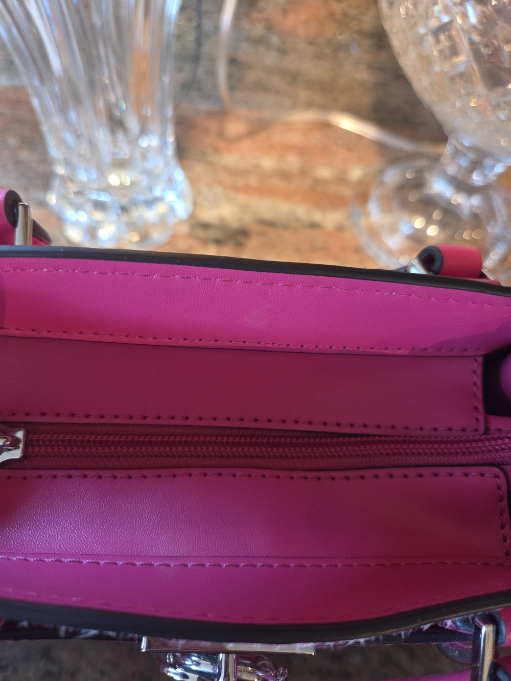 Michael Kors Hot Pink Zebra Print Calf Hair Mini Satchel with Wristlet - Picture 12 of 12